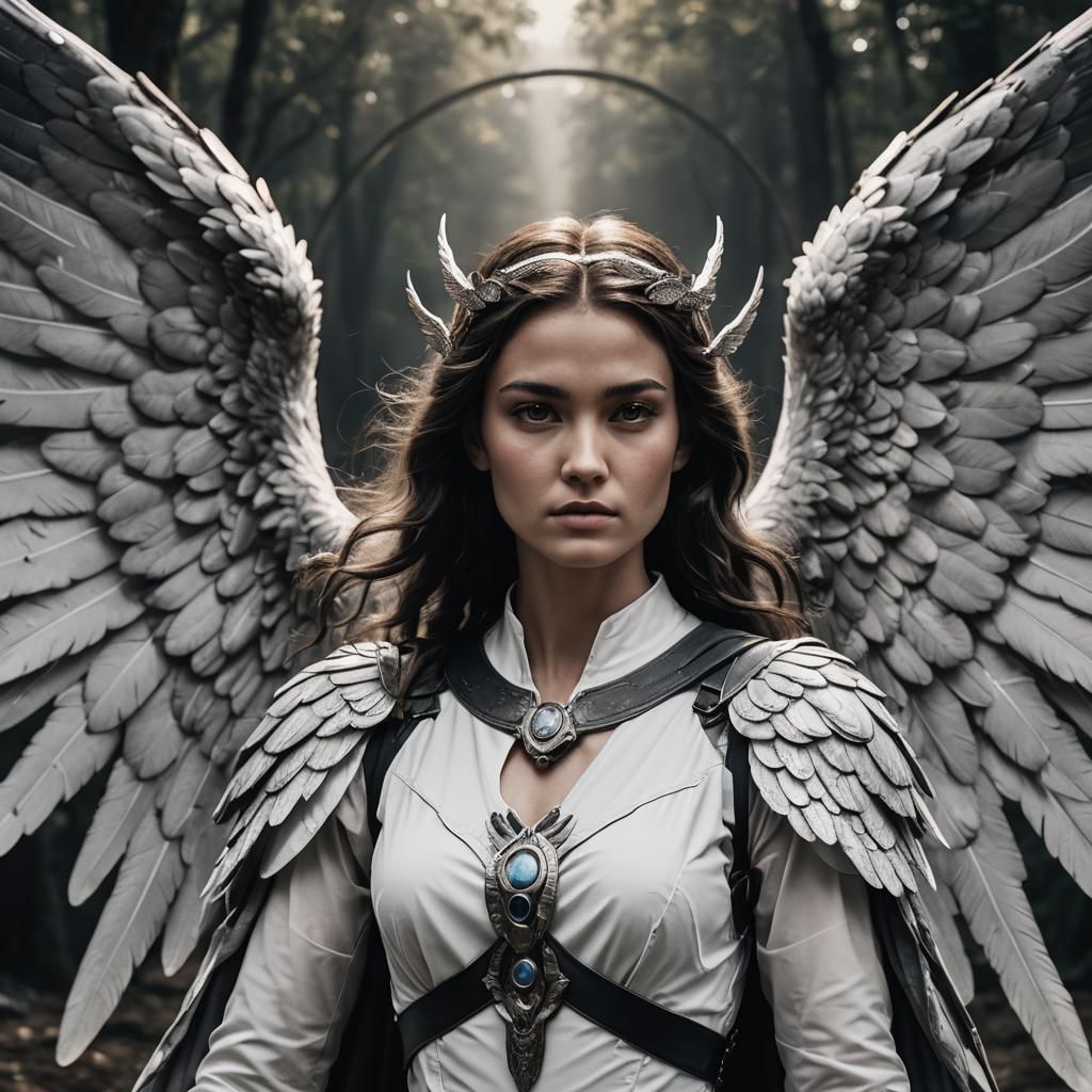 Dramatic Archangel with Six Wings Cinematic Still
