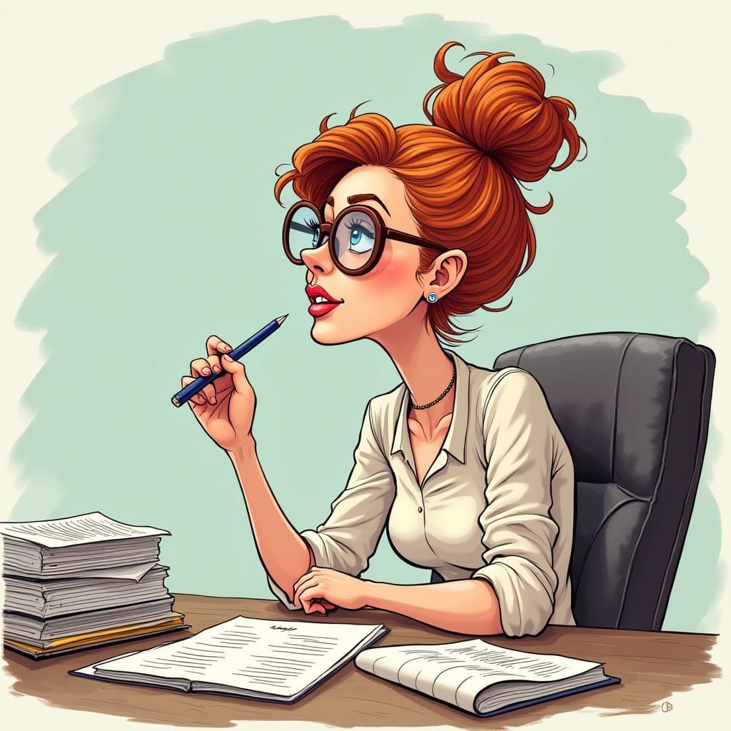 Rousse Woman Seeks Career Inspiration with Humorous Expressi...