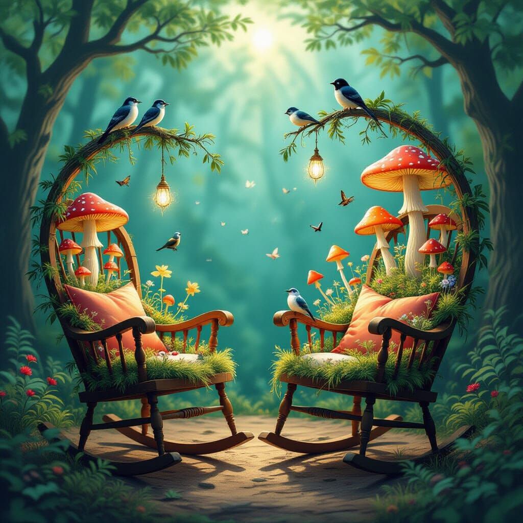 Dreamlike Rocking Chairs in Ernst Haeckel Style