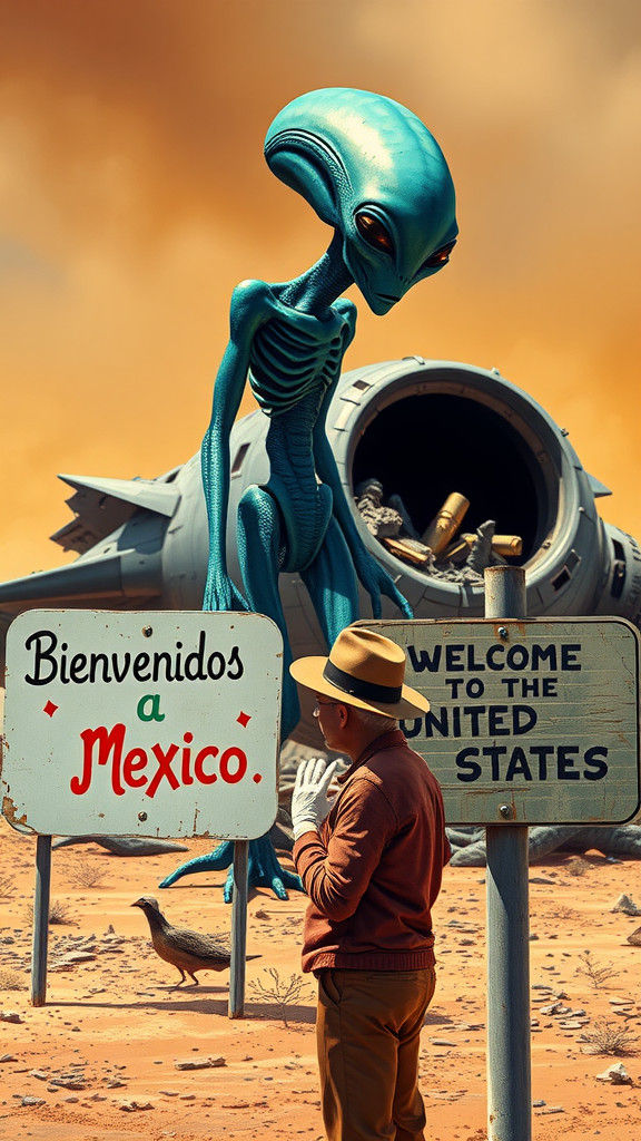 Alien Crash Landing at the Border, Biomechanical Style