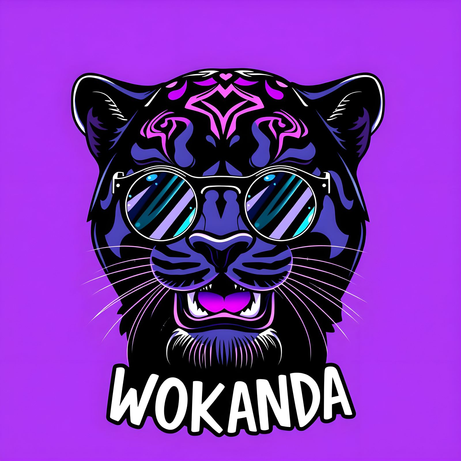 Afrofuturistic Black Panther with Geometric Vibranium Patter...