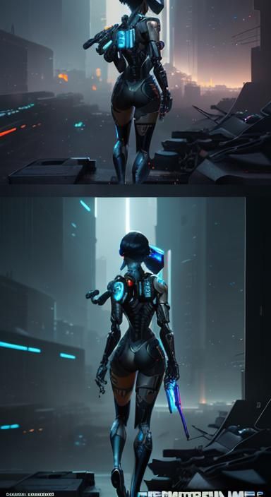 Nintendo Switch Girl in Anime Cyberpunk Style