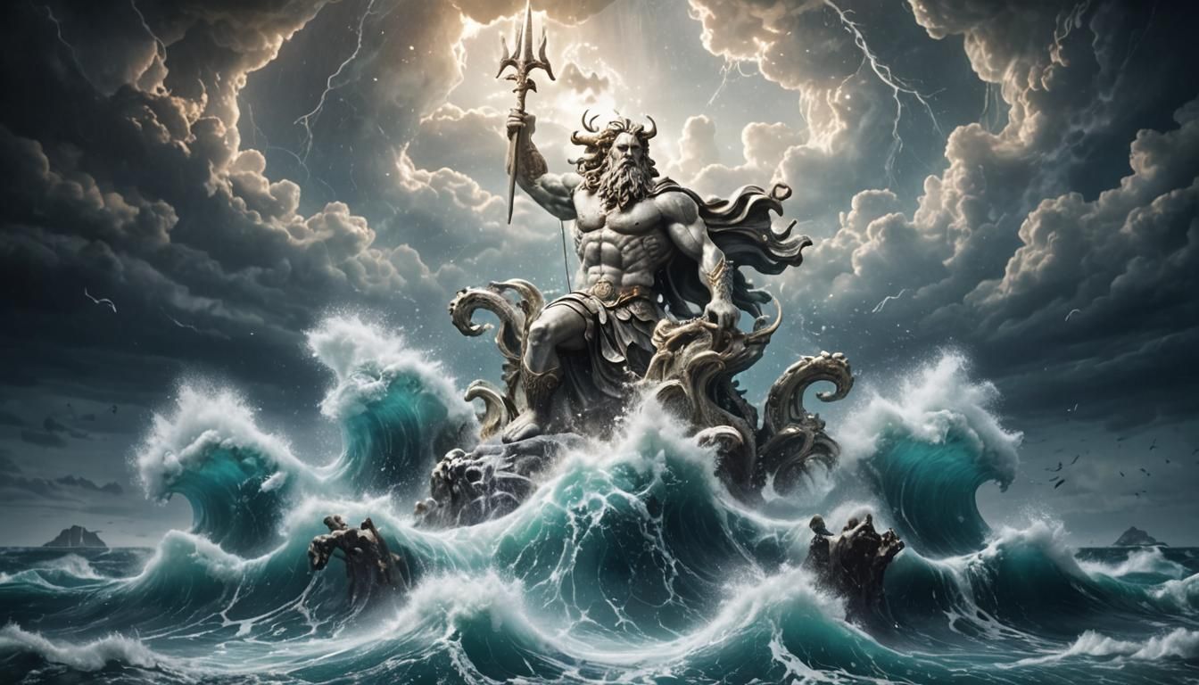 Poseidon's Fury: Epic Digital Matte Painting