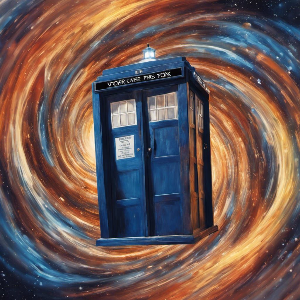 TARDIS in the Vortex: Hyperrealistic Concept Art