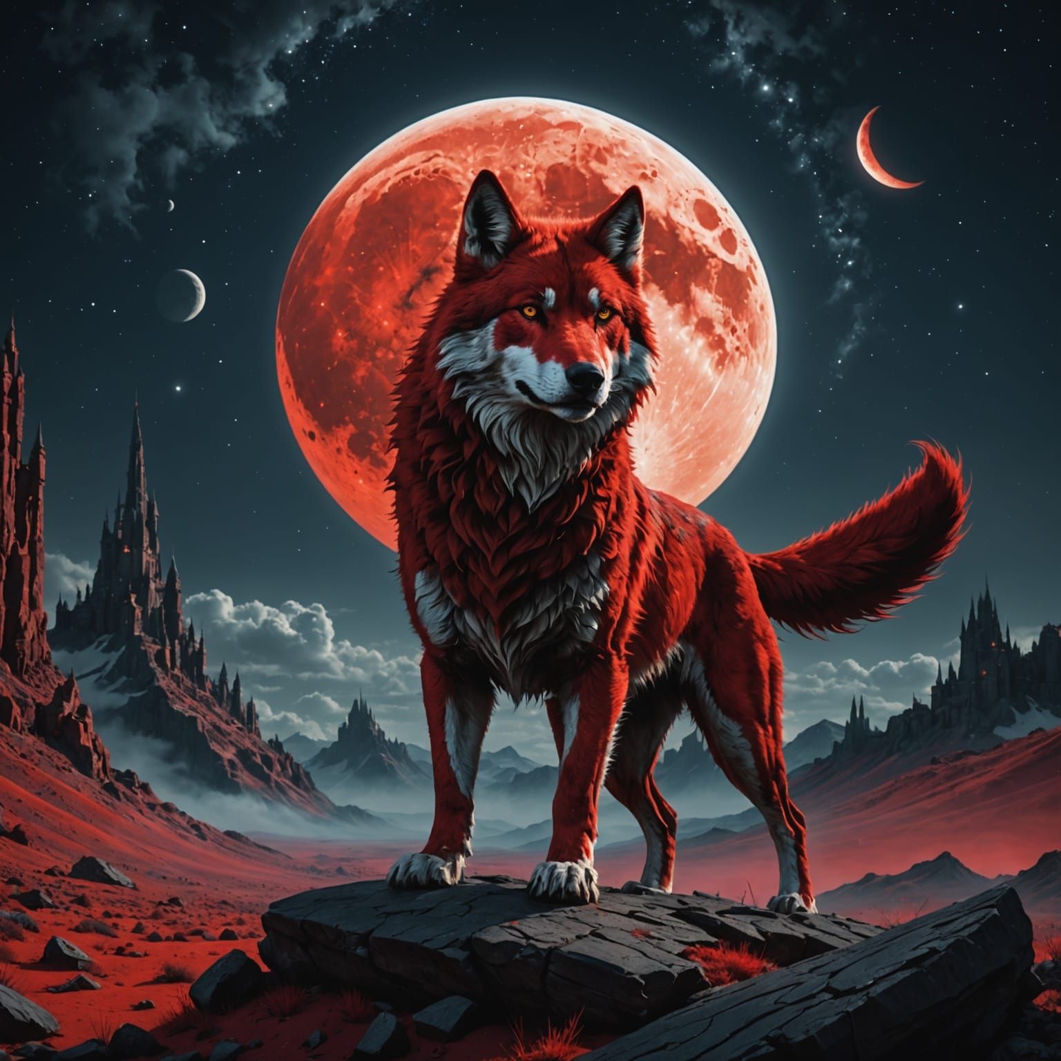 Ethereal Luna Awaits the Solitary Wolf in a Fantastical, Int...