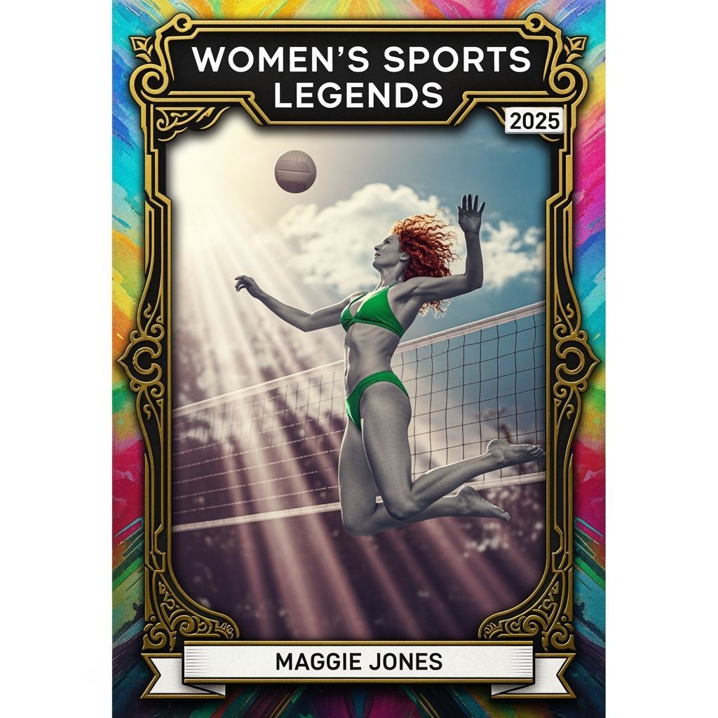Volleyball Star Maggie Jones Trading Card in Lomography Styl...
