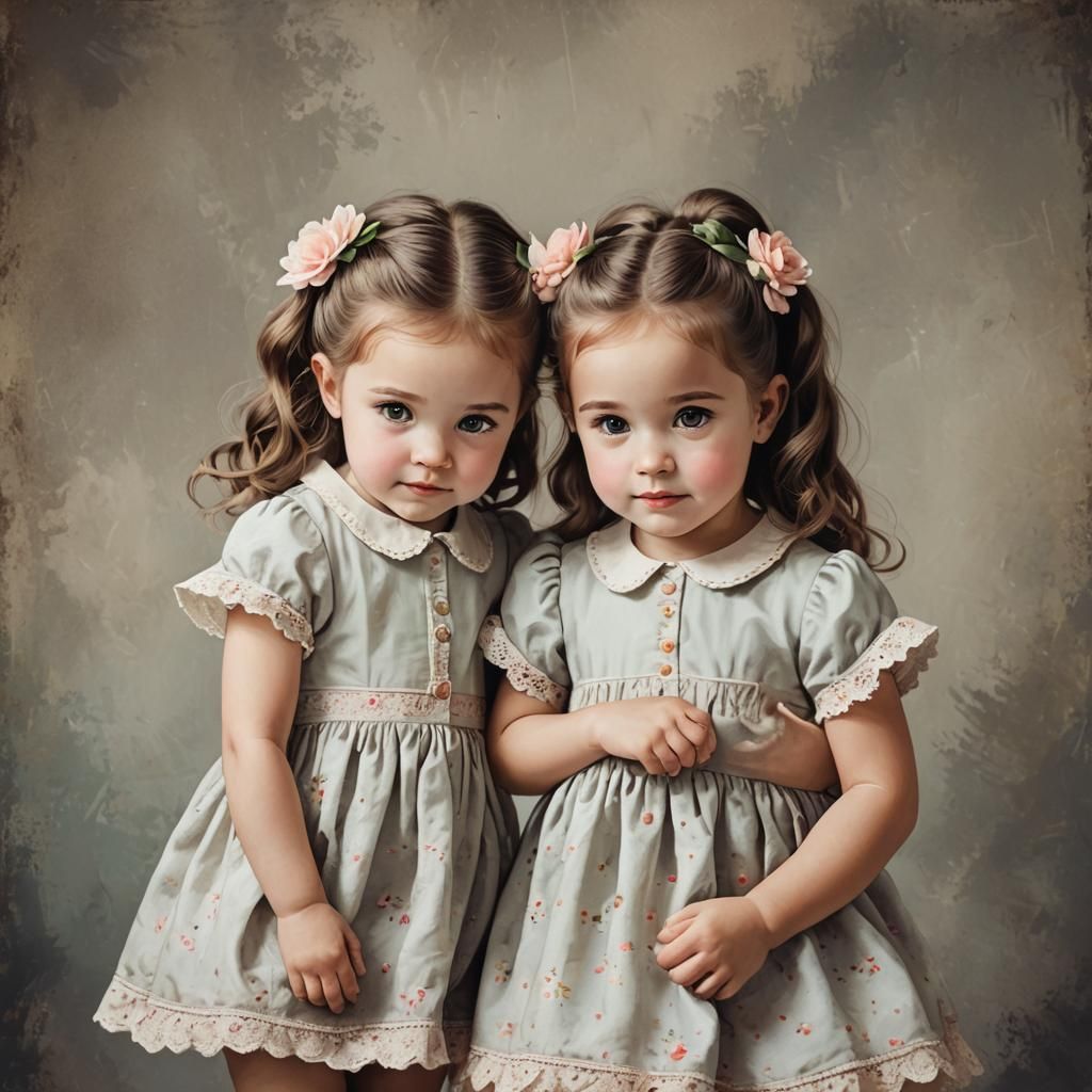 Charming Portrait of Two Cute Sisters