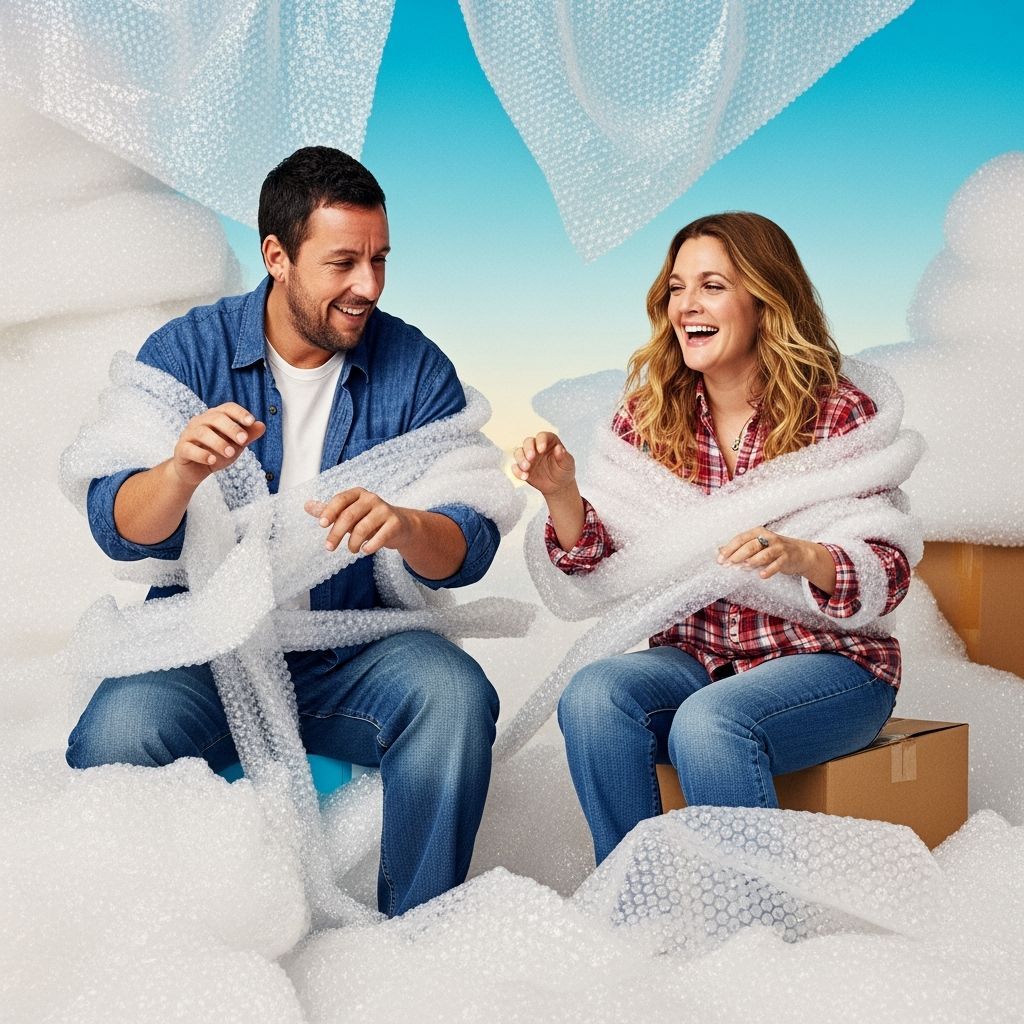 Adam Sandler and Drew Barrymore in Bubble Wrap, Surreal Art