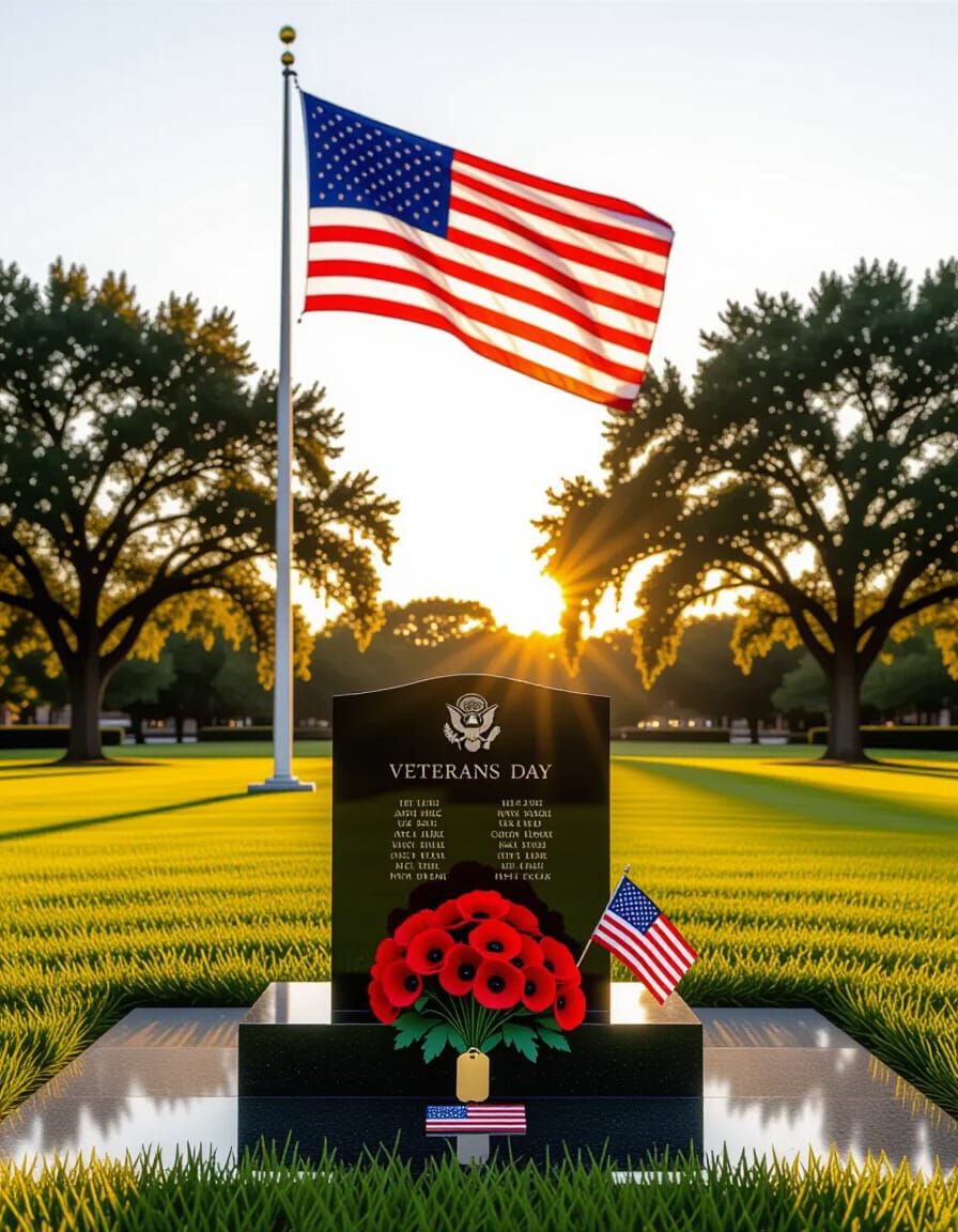 Veterans Day Memorial at Dawn, Photorealistic Style