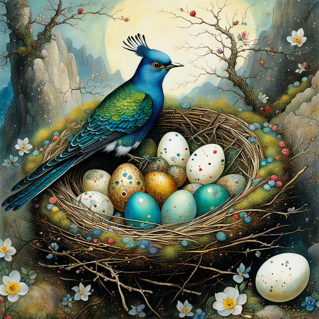 Cuckoo Bird Illustration in Fantasy Art Style