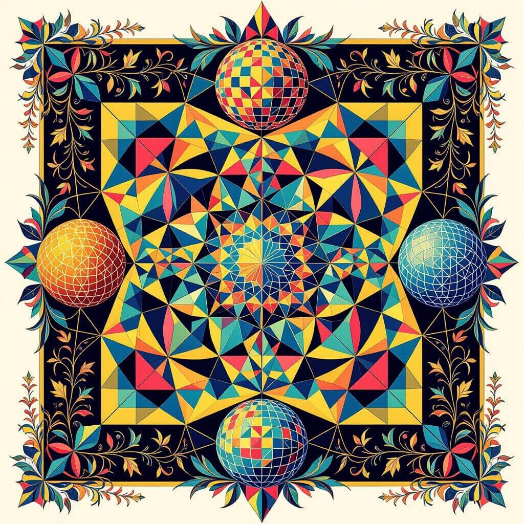 Multidimensional Geometric Mosaic with Mathematical Formulas