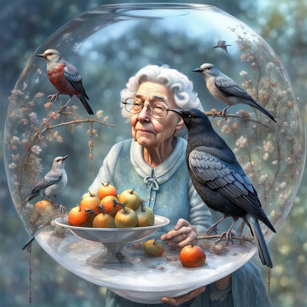 Grandma's Garden: Birds in an Iridescent Fantasy