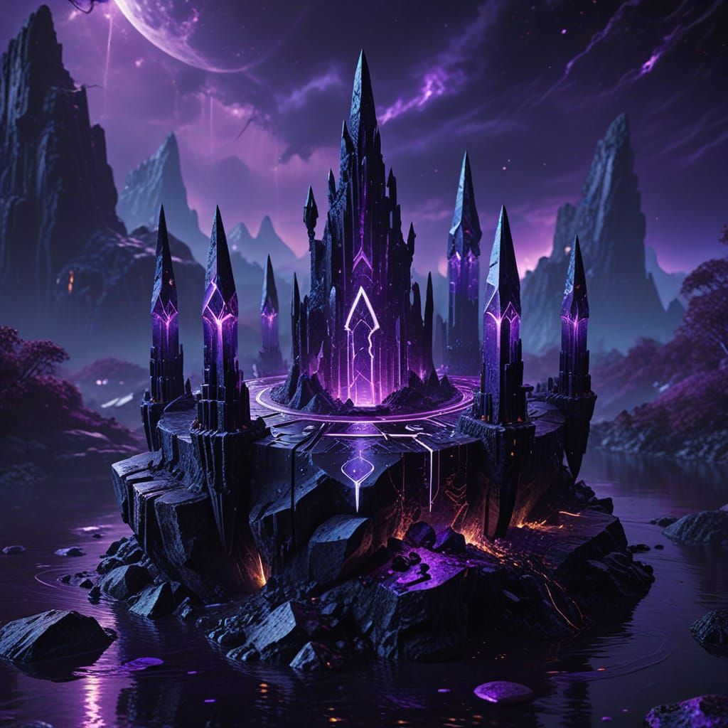 Obsidian Spires in Dark Fantasy Digital Painting