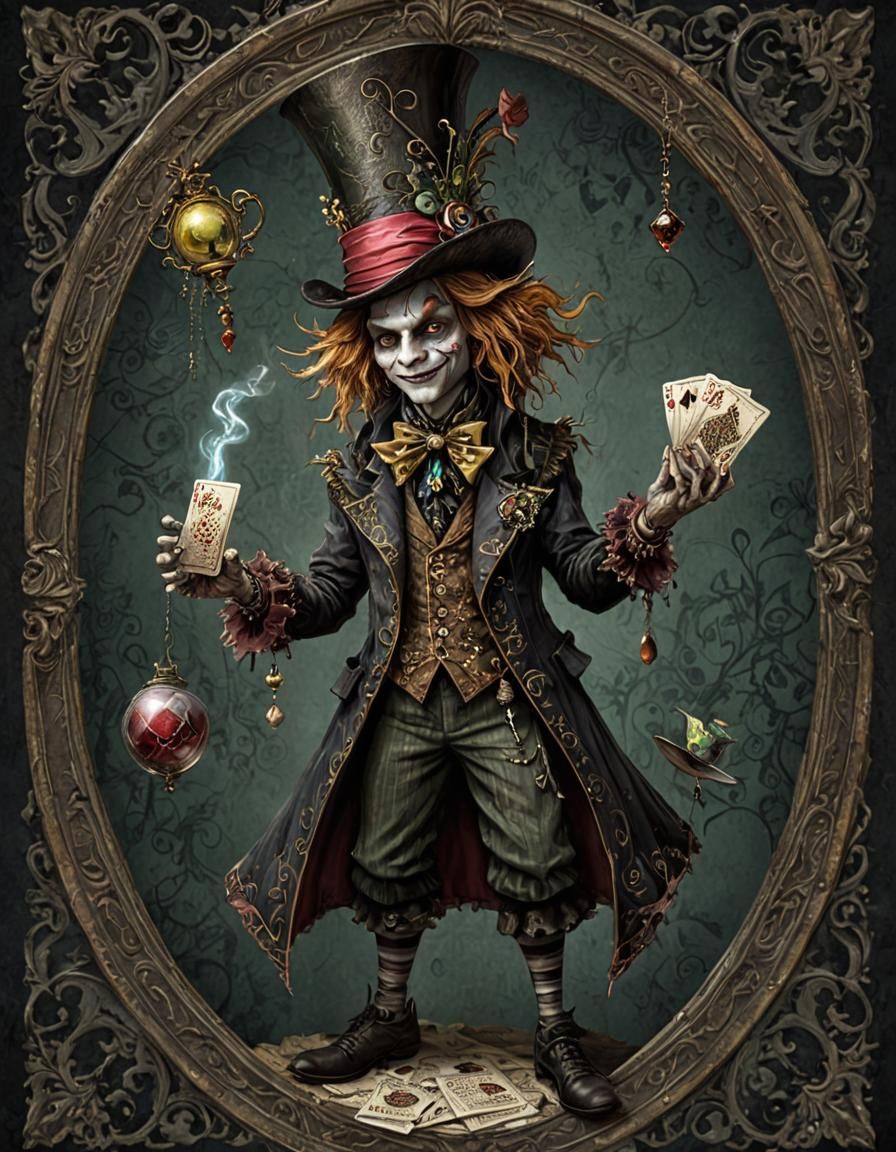 Mad Hatter Fairy in Dark Fantasy Style