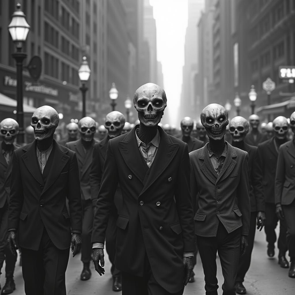 Mysterious Manhattan Street Scene in Monochrome