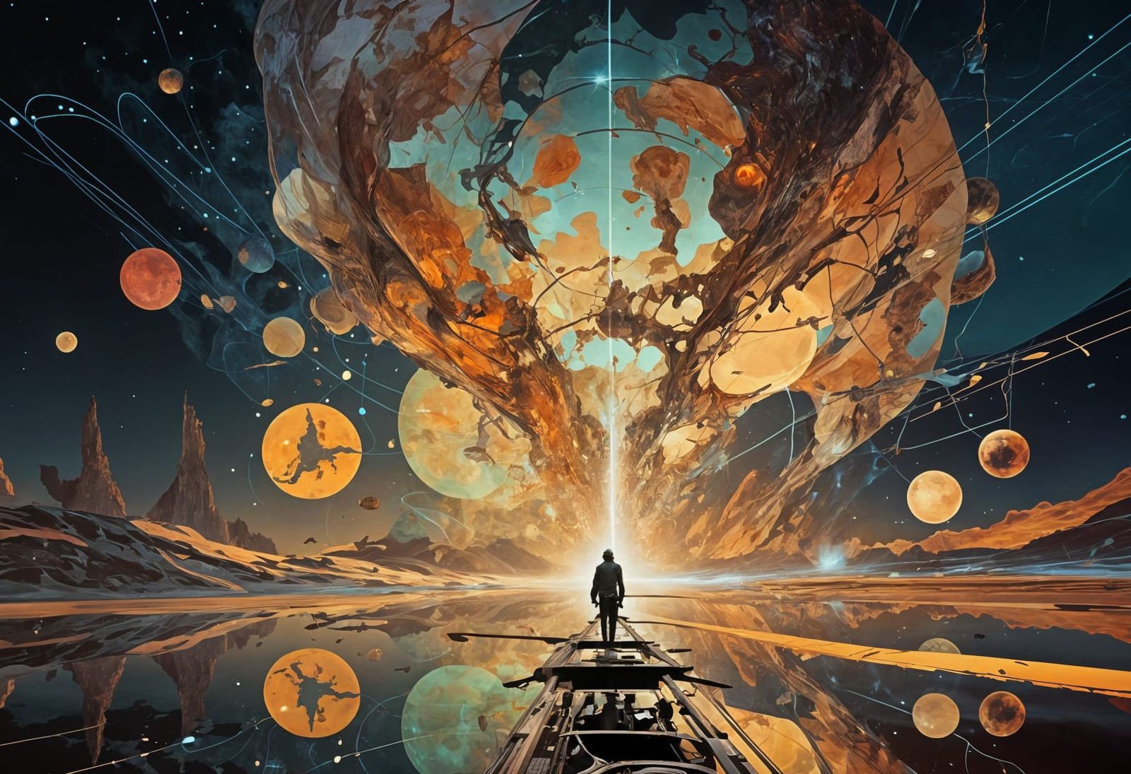 Patchwork Worlds: A Surreal Neon Landscape