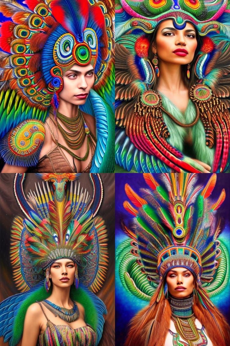 Quetzalcoatl: Aztec God in Jewel Tones