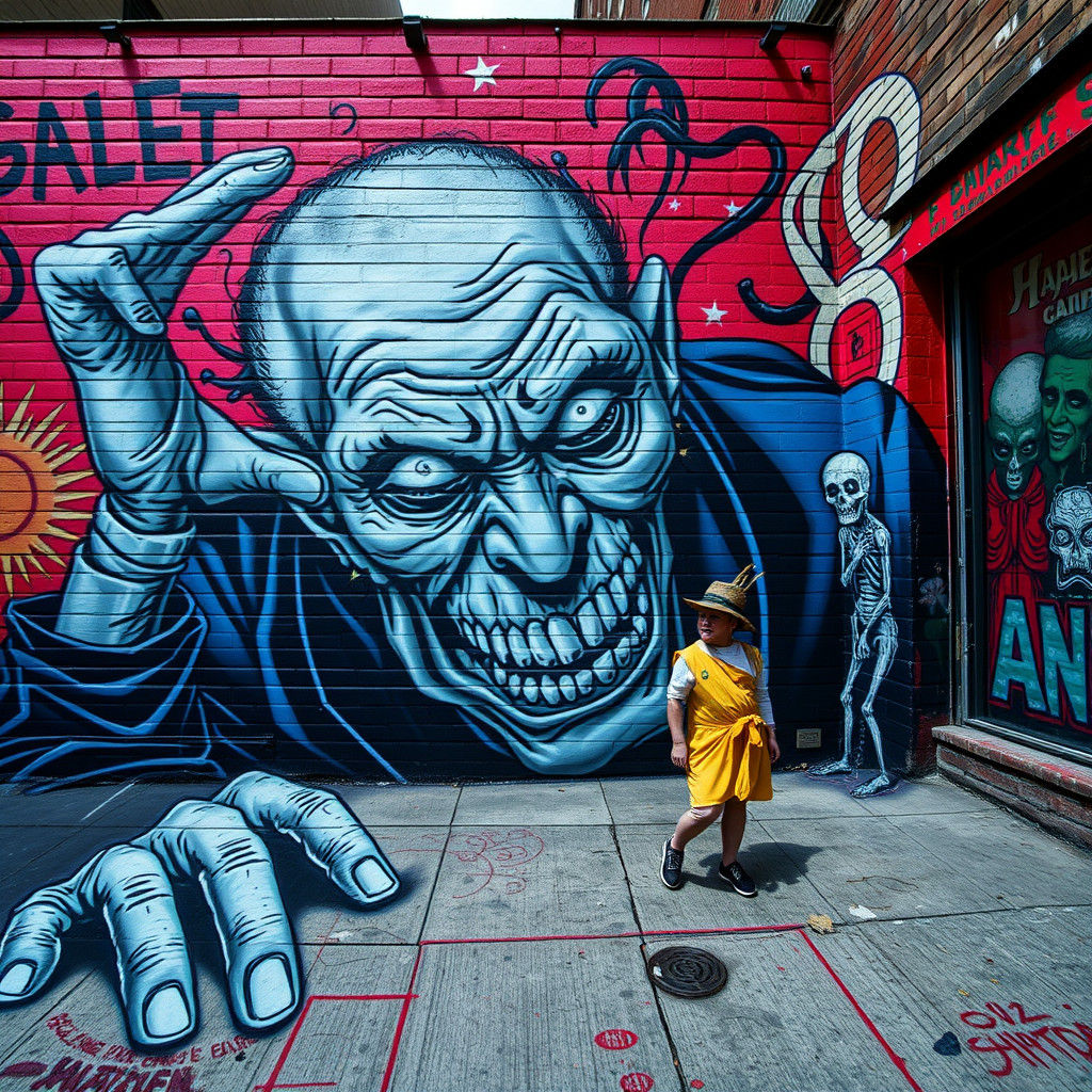 Danny Devito Street Art Horror Piece