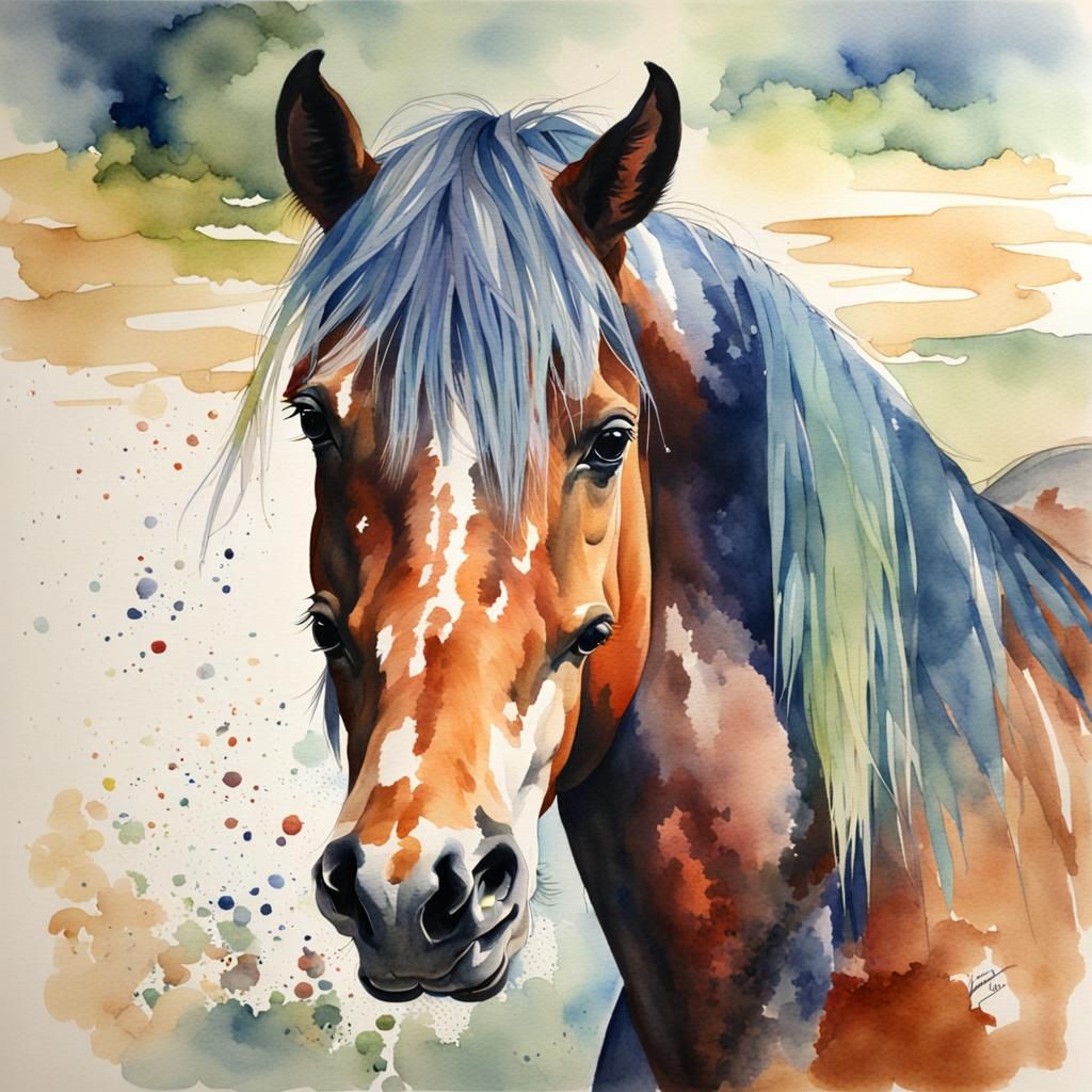 Chincoteague Horse in Watercolor