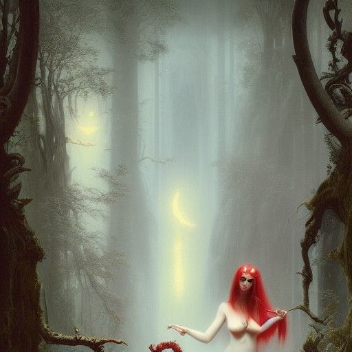 Enigmatic Succubus and Witch, Maximalist Matte Painting