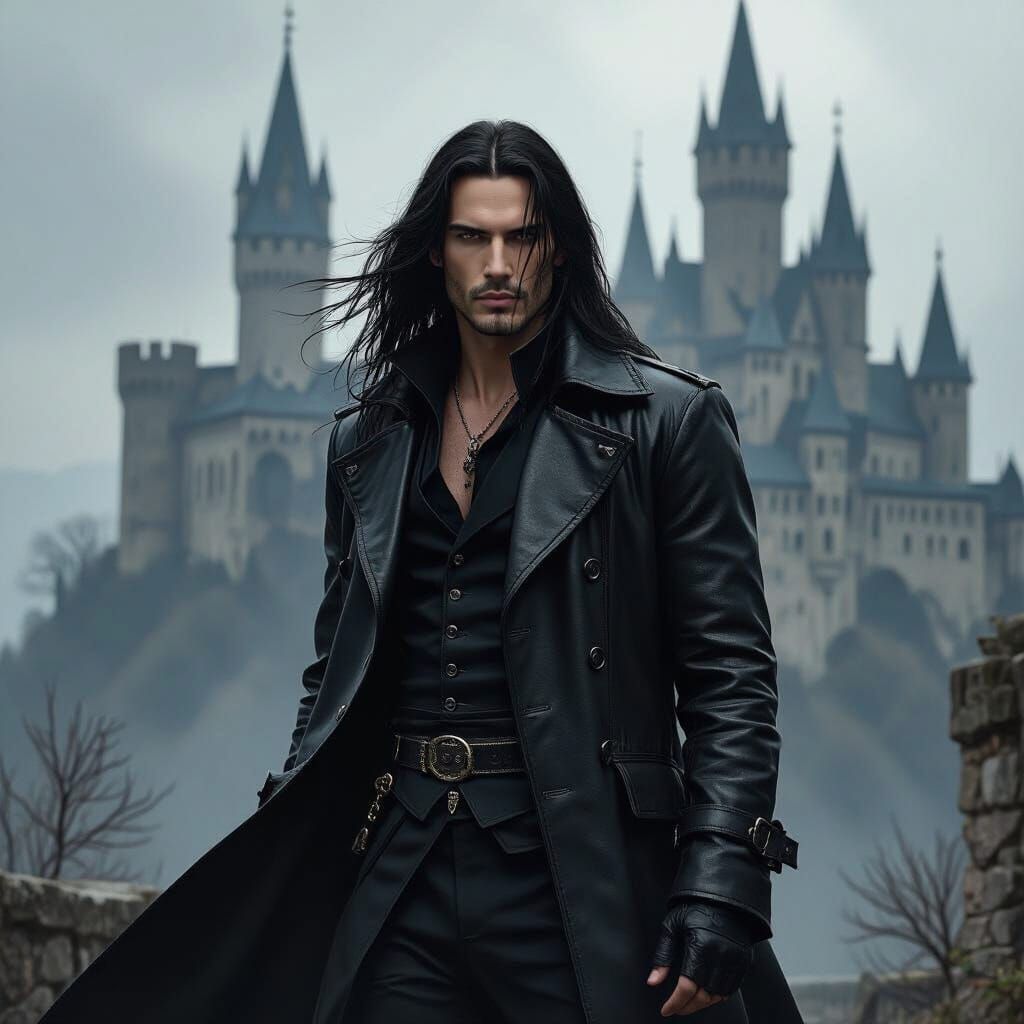 Gothic Vampire in Castle, Dark Romanticism