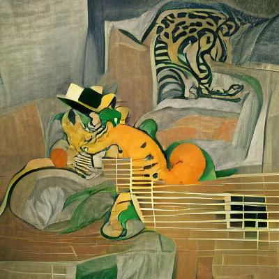 Green Tiger's Cubist Guitar Destruction at Dawn