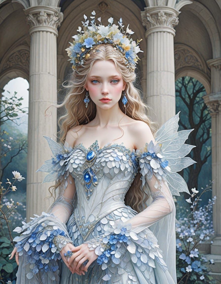 Fae Goddess in Glass and Gemstone Splendor