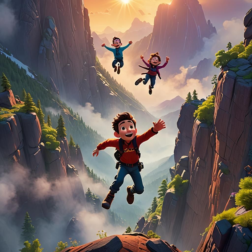 Funny Person Jumps from Mountain: Pixar Concept Art