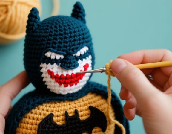 Joker Crocheting a Batman Figure