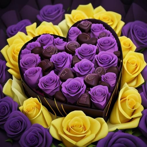Heart Chocolates in a Rose Sea: 3D Masterpiece