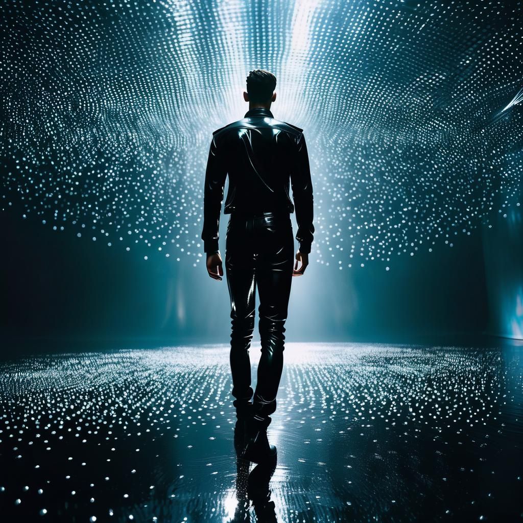 Young Man Dancing in Rain: Cinematic Photograph