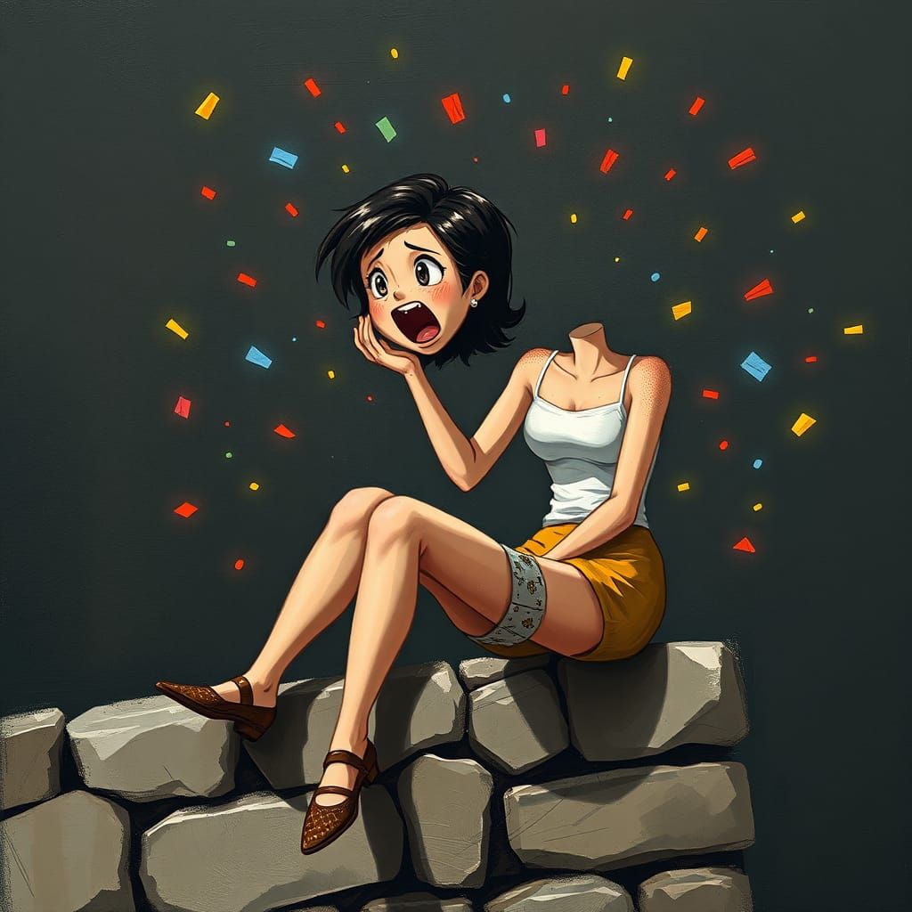 Wonder Woman Cartoon Still Life in Anime Style