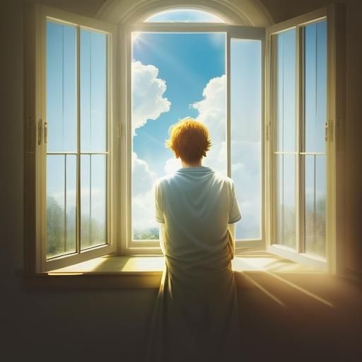 Person Basking in Divine Sunshine Through Window