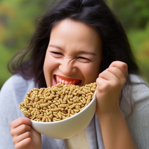 Women Enjoying Crunchy Insect Cereal Breakfast