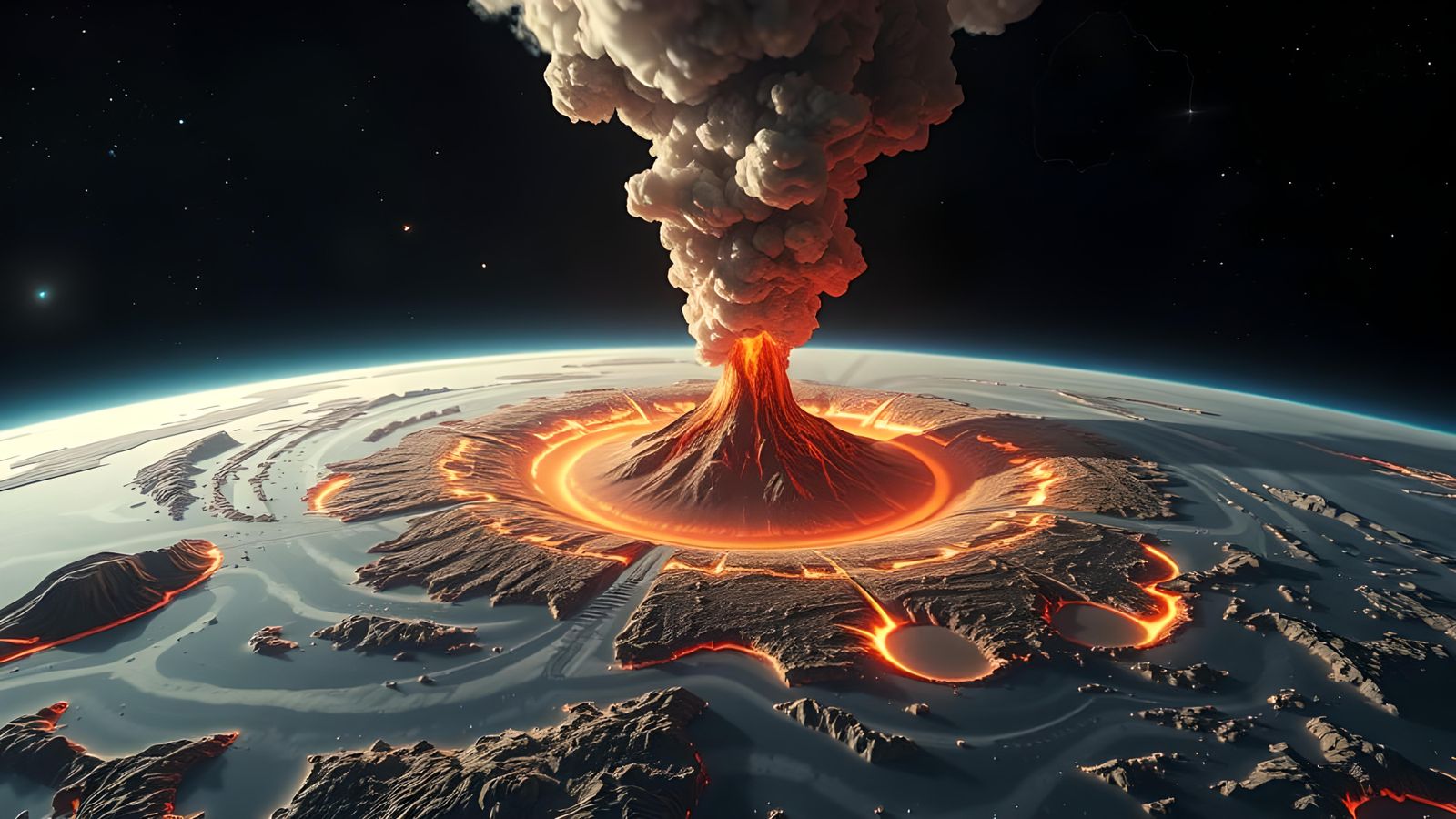 Jupiter Volcano in Style of Turner: Epic Satellite View