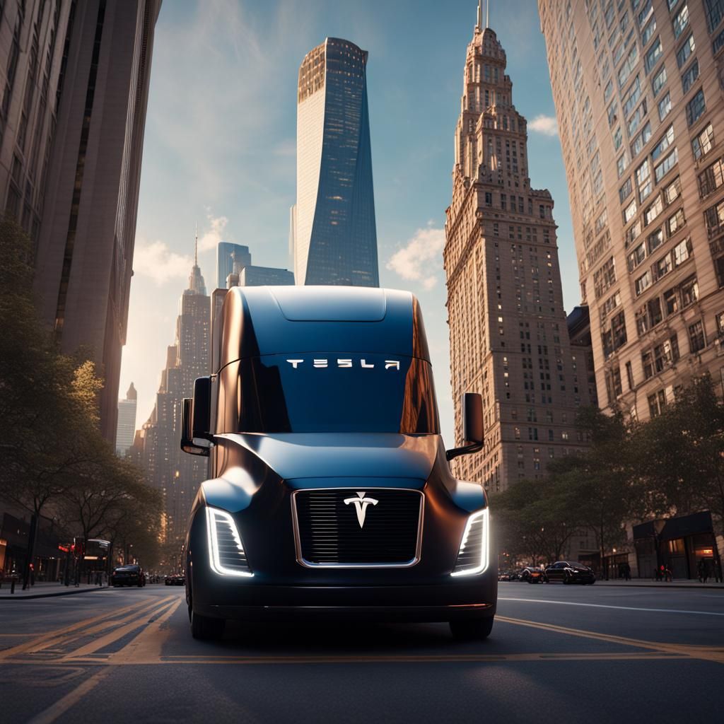 Tesla Truck Parked in Front of Trump Tower