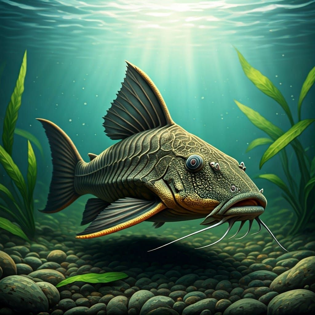 Majestic Armored Catfish in Freshwater Habitat