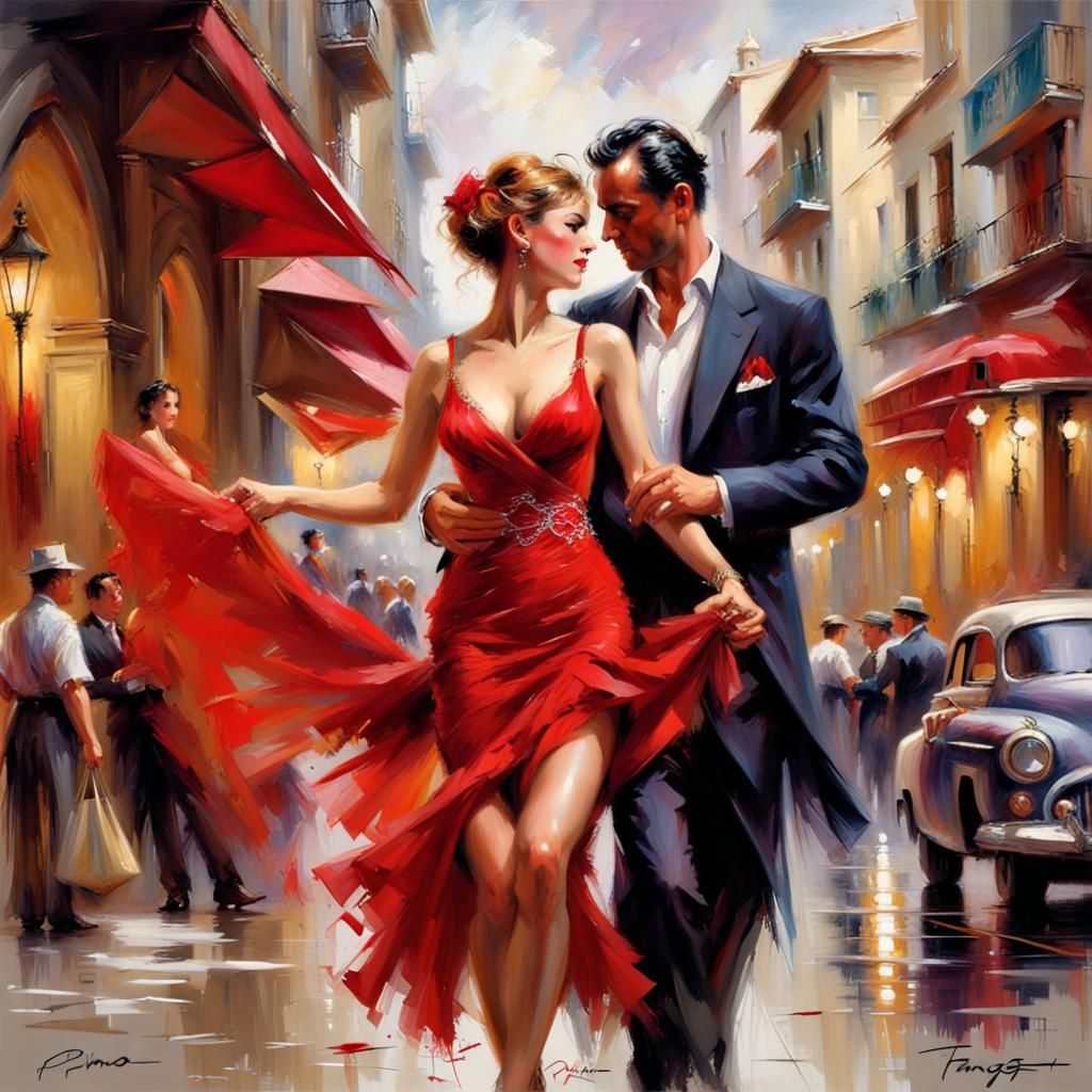 Tango Dancer in Red Dress, Detailed 8K Portrait