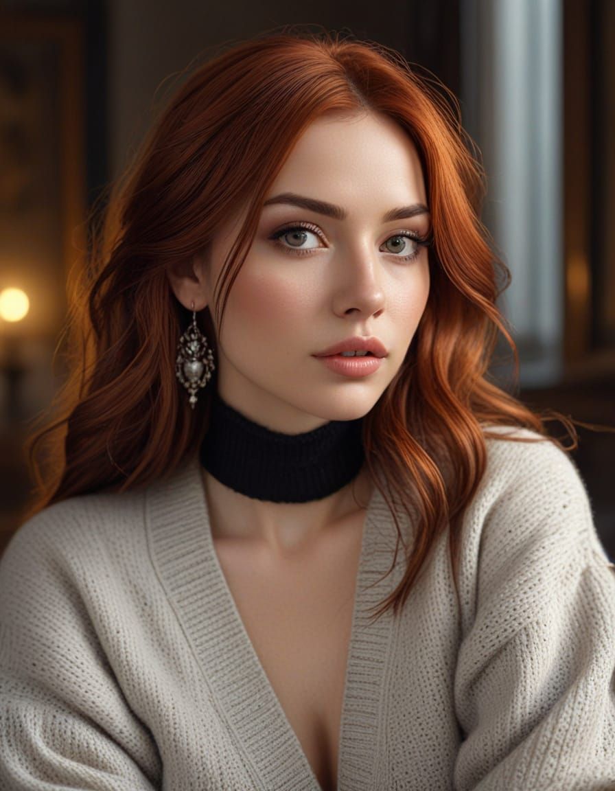 A 30 year old woman with glasses  sits in a room characterized by a warm, inviting atmosphere, illuminated by soft, diff...