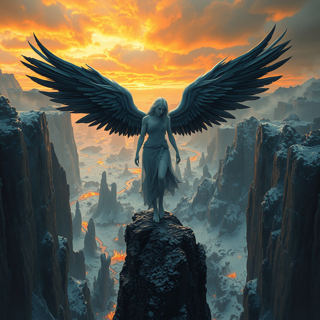 Fallen Angel on the Edge of Abyss