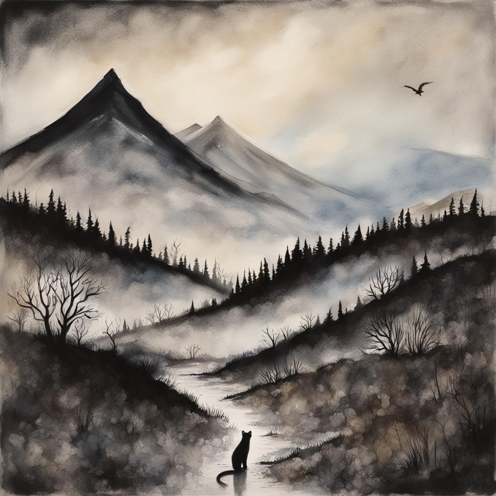 Steampunk Ferret on Misty Moor: Tim Burton Style