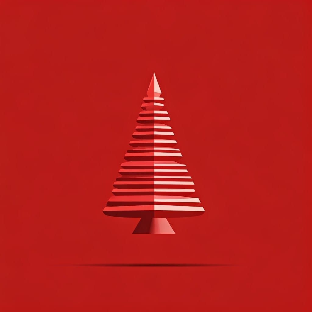 Minimalist Architectural Christmas Cards with Red Background