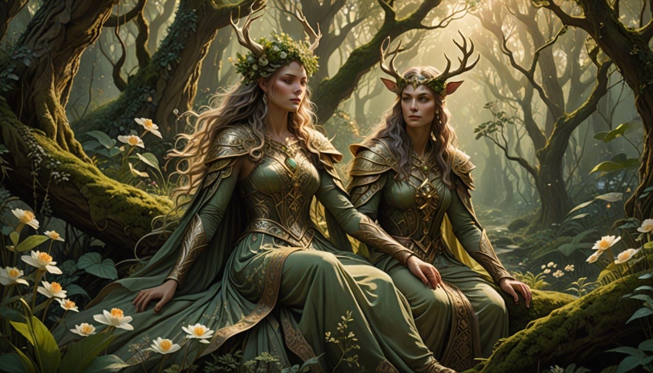 Ethereal Forest Guardian in Earthy Attire