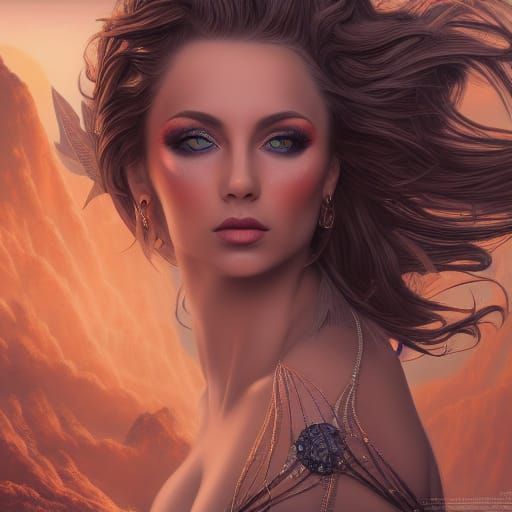 Seductive Woman in Bikini: Detailed Fantasy Portrait