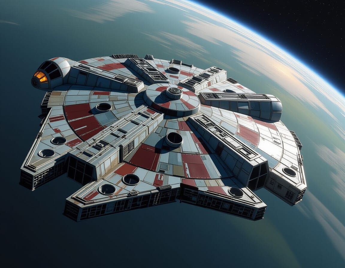 Millennium Falcon in Cinematic Space Adventure