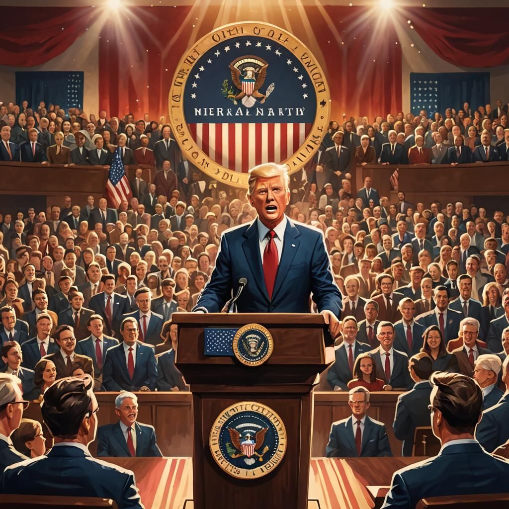 Inspirational Leader Giving Speech: Digital Illustration