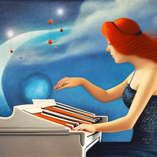 Surreal Oceanic Piano Concerto in Felice Casorati Style