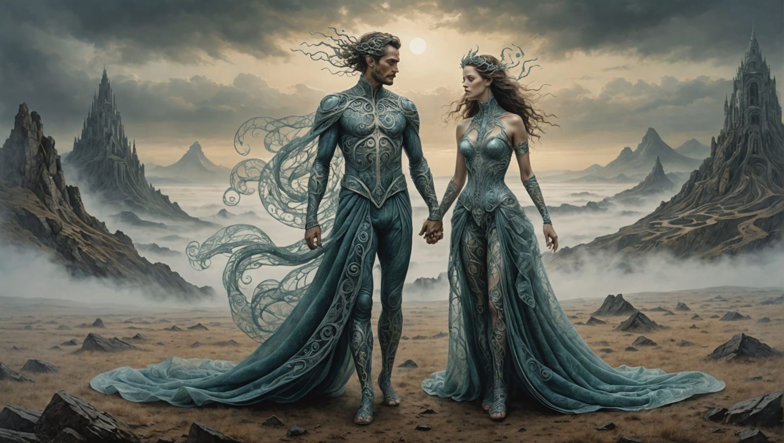 Ethereal Figures in Dreamlike Mindscape Concept Art