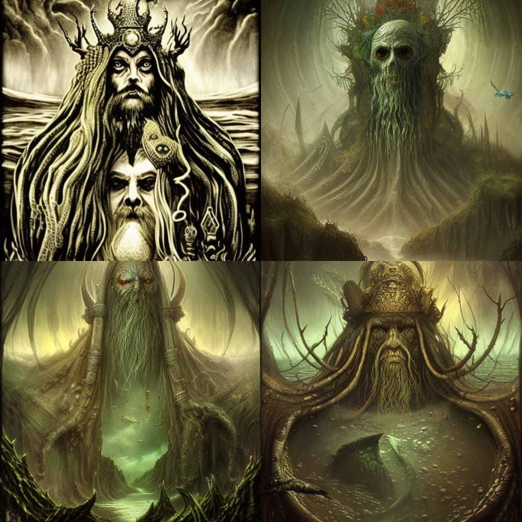 Mystical Viking Lich King Portrait Underwater