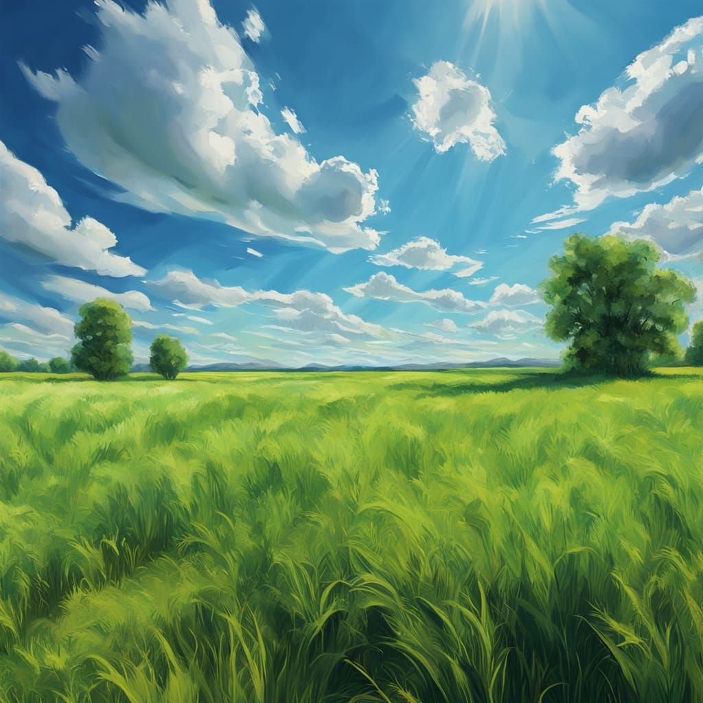 Idyllic Landscape Painting in Impressionist Style